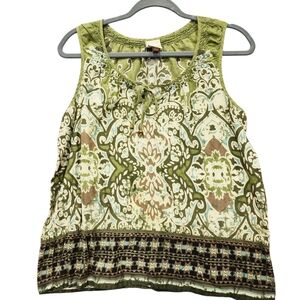 Sonoma Life + Style Green Patterned Sleeveless Top